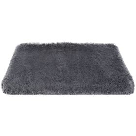 Dog Bed Soft Plush Cushion Cozy Warm Pet Crate Mat Dog Carpet Mattress with Long Plush for S/M Dogs (Option: DogMatS)