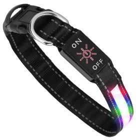 Light Up Dog Collar LED Dog Collar Safety Night Glowing Dog Collar with 9 Light Colors IPX7 Waterproof USB Rechargeable S/M/L (Option: LEDDogCollar S)
