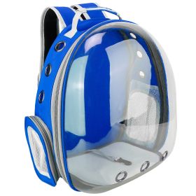 Pet Backpack Carrier Ventilate Transparent Backpack Travel Breathable Astronaut Cat Carrier For Puppies Cats Dogs Under 13LBS (Option: PetCarrierBlue)