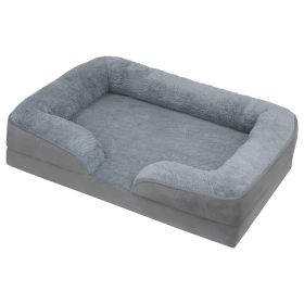 Pet Dog Bed Soft Warm Plush Puppy Cat Bed Cozy Nest Sofa Non-Slip Bed Cushion Mat Removable Washable Cover Waterproof Lining For Small Medium Dog (Option: PetBedL)