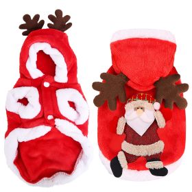 Pet Christmas Clothes Santa Claus Reindeer Antlers Costume Winter Outfit New Year Coat For Small Medium Dogs Cats Available in S/M/L/XL (Option: PetClothes RedS)